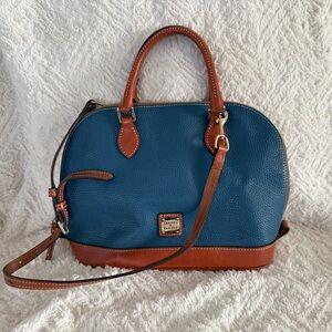 Dooney & Bourke Blue and Brown Leather Satchel